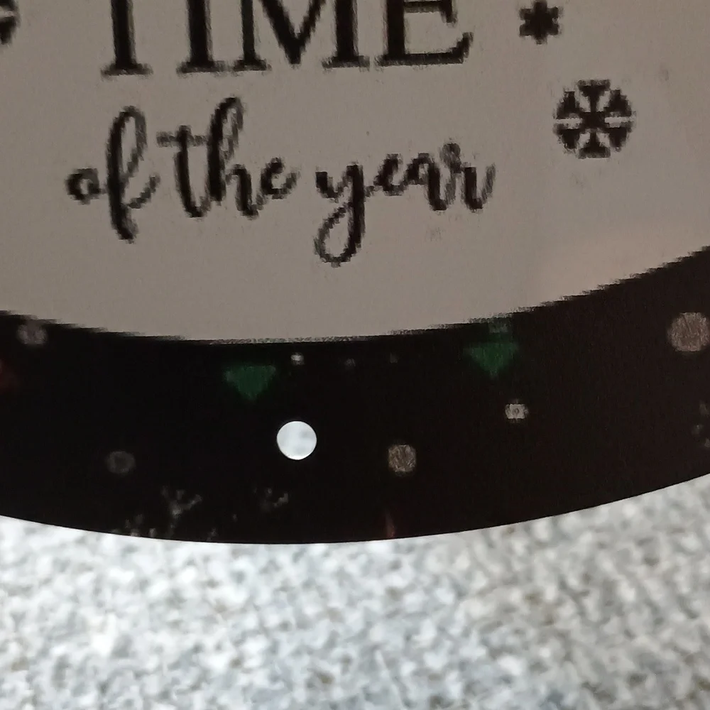 NIP Festive Round Sign with Red Truck and Trees